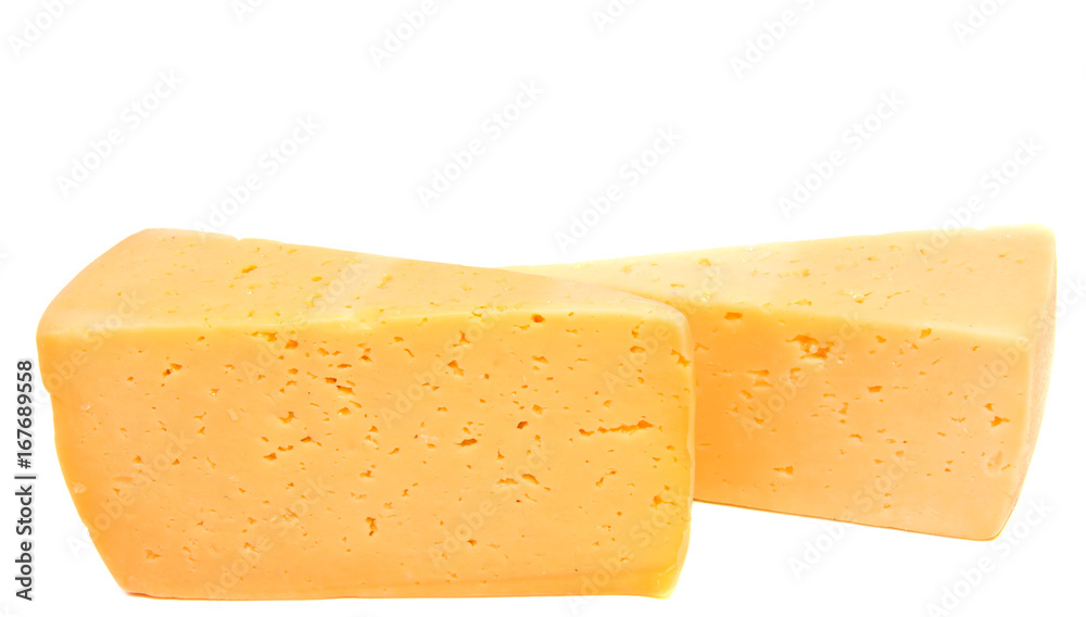 Cheese block isolated on white background cutout Cheese block isolated on white background cutout