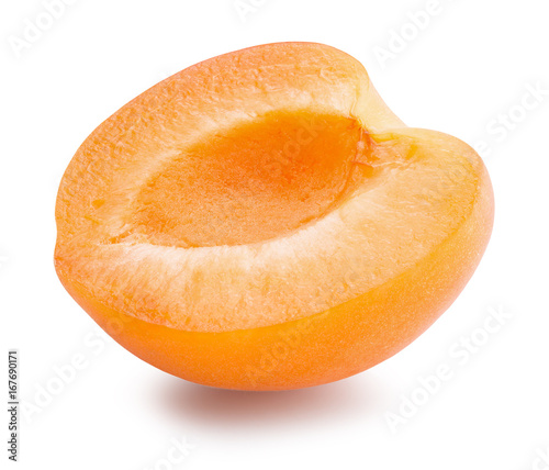 half of apricot isolated on a white background