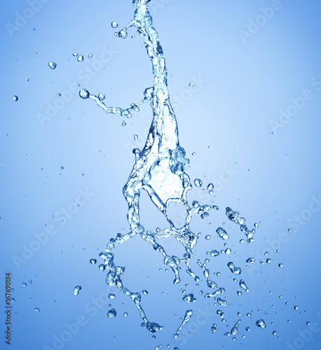 water splash isolated on a blue background