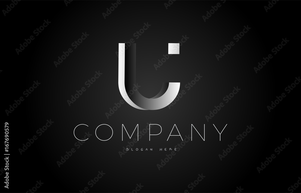 U black white silver letter logo design icon alphabet 3d U black white silver letter logo design icon alphabet 3d