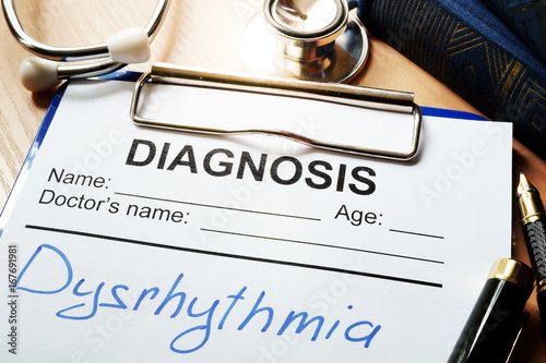 Diagnosis form with disease dysrhythmia. photo