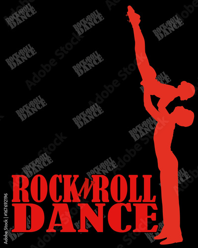 Billboard rock-n-roll dance. silhouette men and women on a black background. vector illustration