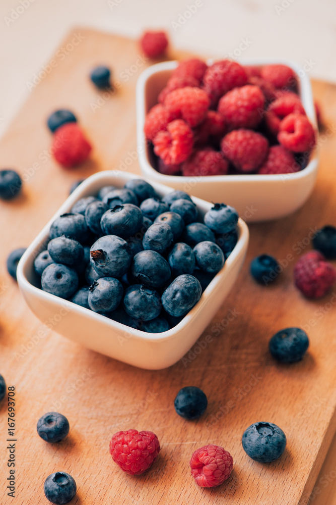 Blueberries and raspberries Blueberries and raspberries