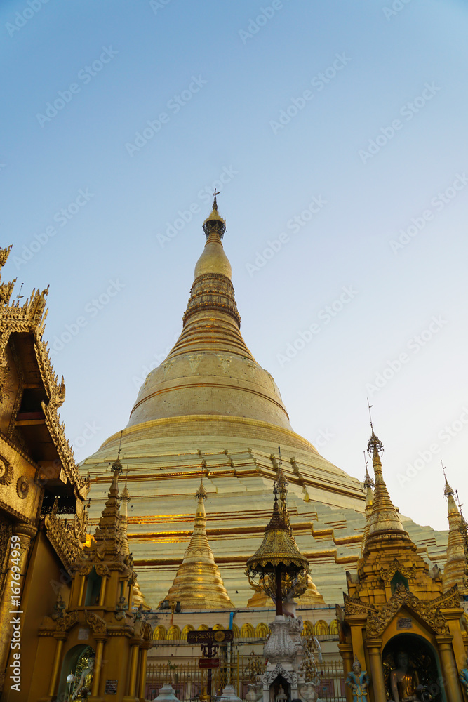 The Shwedagon Pagoda in Yangon , Myanmar