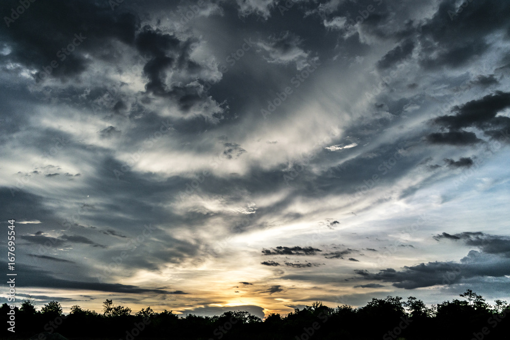 Sunset with cloudy,dark sky. Sunset with cloudy,dark sky.