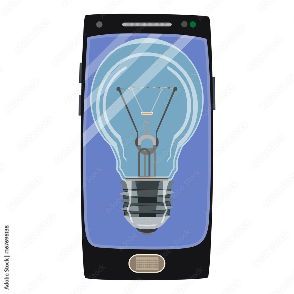 Vector smart phone idea icon in flat style Vector smart phone idea icon in flat style