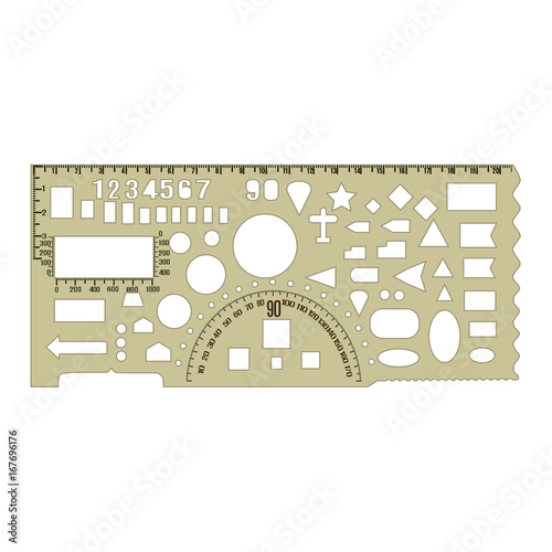 Drawing ruler with signs and symbols vector icon