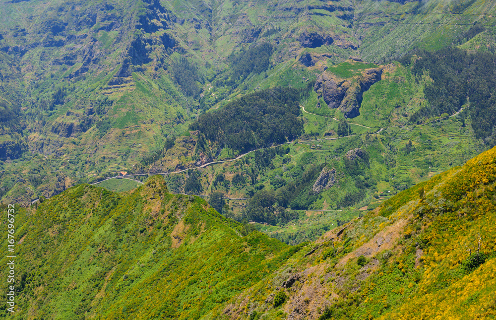 View of mountains on the route Encumeada - Boca De Corrida, Madeira Island, Portugal, Europe. View of mountains on the route Encumeada - Boca De Corrida, Madeira Island, Portugal, Europe.