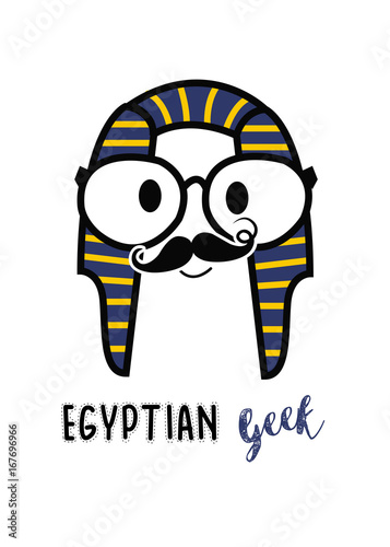 Egyptian geek with mustache  logo isolated on white background
