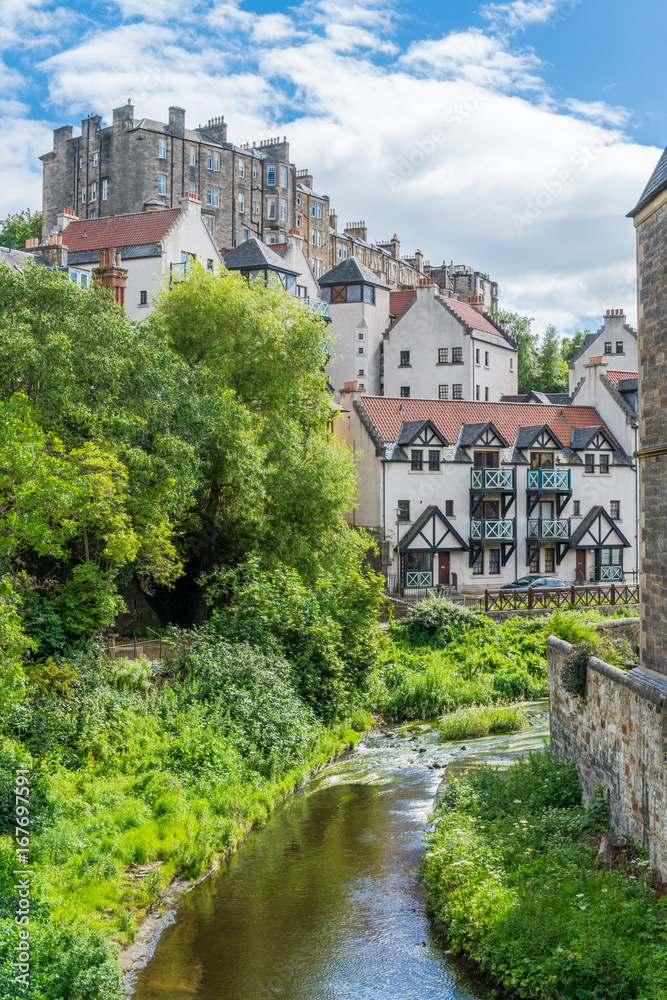 The scenic Dean Village in a sunny afternoon, in Edinburgh, Scotland.