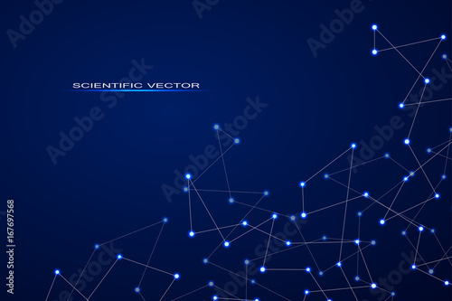Structure of molecular particles and atom, polygonal abstract background, technology and science concept, vector illustration.
