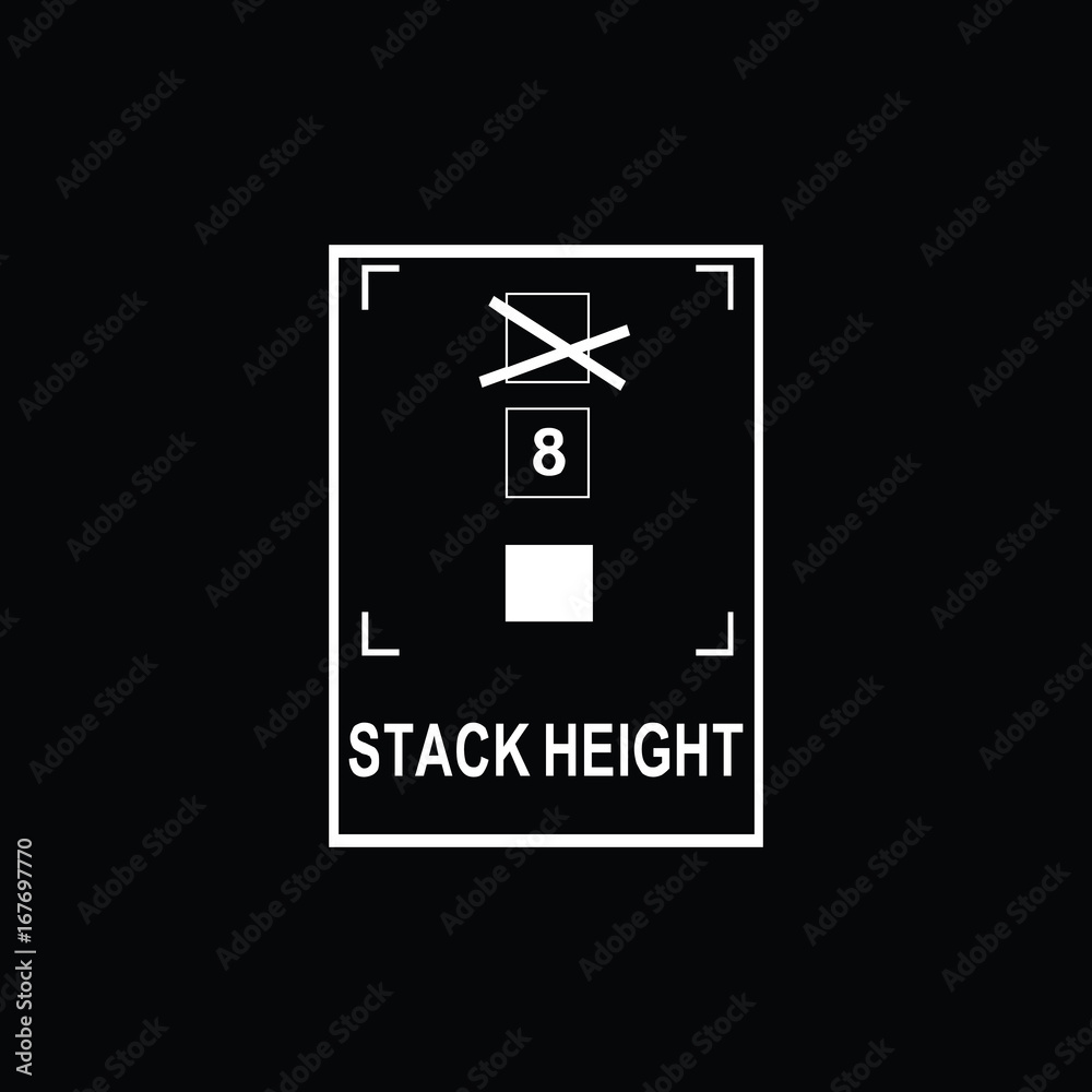Packaging symbols (Stack height). Fragile cardboard black signs