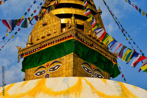 Stupa in Swayambhunath Monkey temple in Kathmandu, Nepal