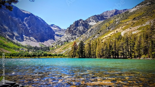 Sparkling view of Parker Lake near June Lake and Mammoth Mountain in California. photo