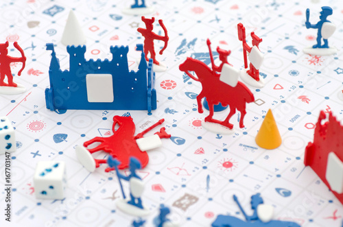 Board Game Prototype Medieval Battle. Special Decorations.