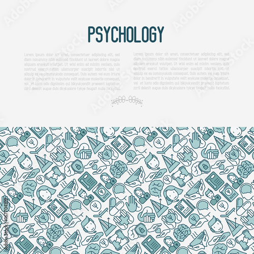 Psychological help concept with thin line icons. Vector illustration for web page, banner, print media.