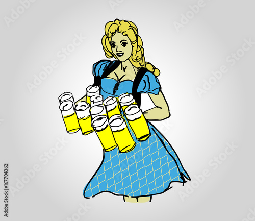 Woman dirndl beer