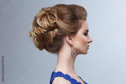 Beauty portrait of a beautiful girl with an elegant hairstyle.