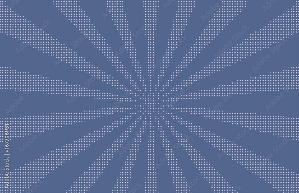 Obraz premium Halftone dotted background. Pop art style. Pattern with circles, dots. Radiating from the center starburst, sun burst rays, lines. Backdrop, design for web banners, Wallpaper,sites Vector illustration