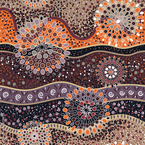 Colorful decorative pattern. Ethnic background. Australian abstract style photo