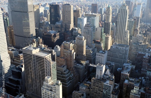 Aerial view of Manhattan on a sunny day