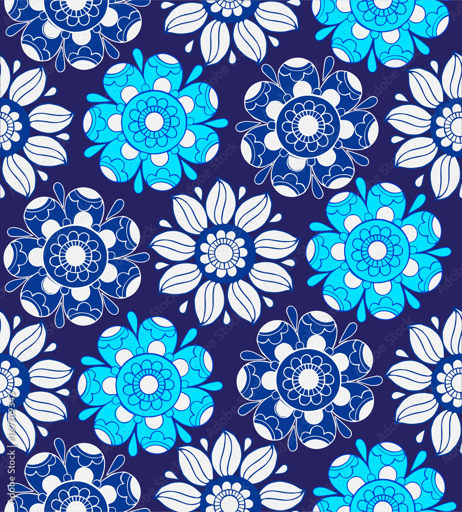 Seamless blue floral pattern