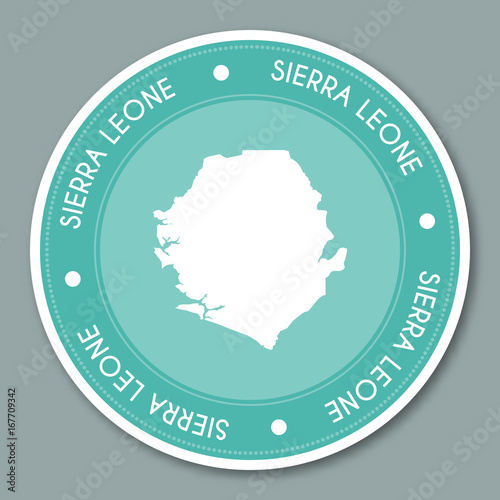 Sierra Leone label flat sticker design. Patriotic country map round label. Country sticker vector illustration.