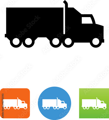Semi Truck Side View Icon - Illustration