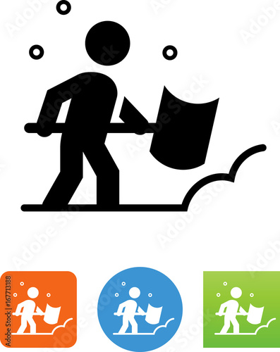 Snow Shoveling Icon - Illustration