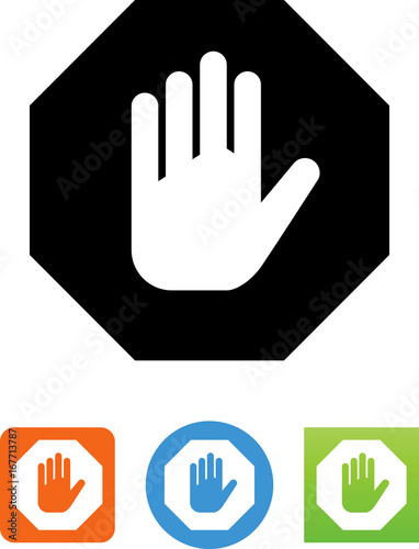 Stop Sign With Hand Icon - Illustration