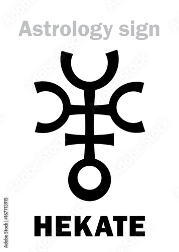Astrology Alphabet: HEKATE (Trivia), asteroid #100. Hieroglyphics character sign (single symbol). photo