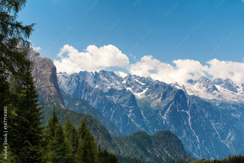 Landscape of peaks from the Dolomite Mountains, Italy