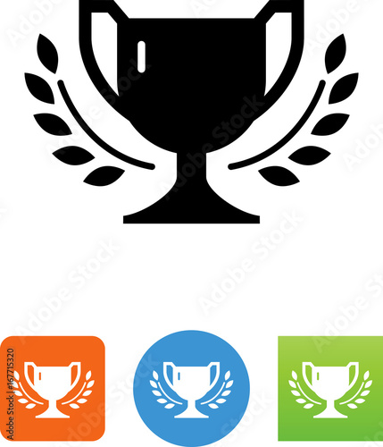 Trophy Cup With Laurel Icon - Illustration
