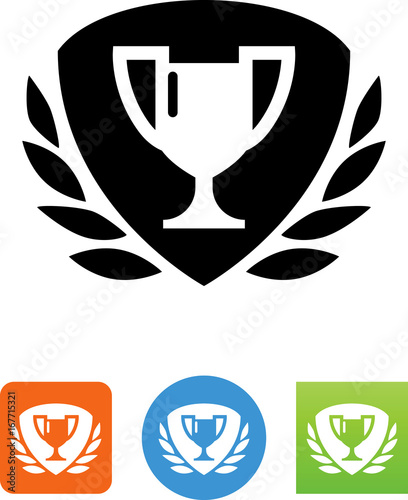 Trophy Cup With Laurel And Shield Icon - Illustration