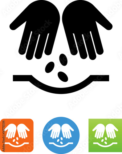 Two Hands Planting Seeds Icon - Illustration