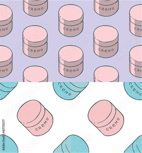 Seamless vector color cream bottle pattern