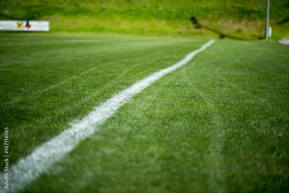 White line on a green football field