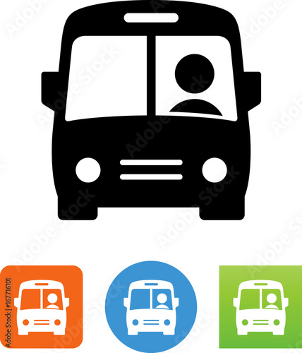 Vector Bus With Driver Icon - Illustration