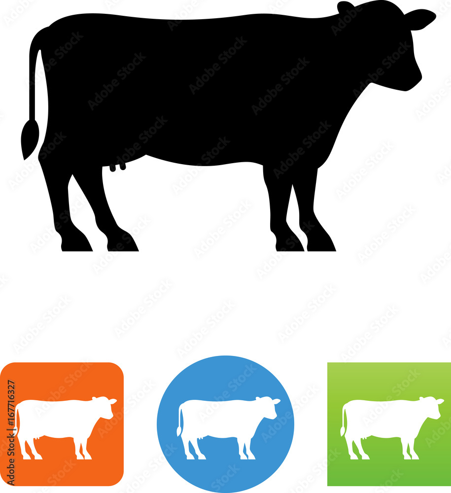Vector Dairy Cow Silhouette Icon Illustration Stock Vector Adobe Stock