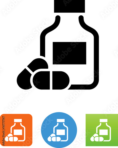 Vector Prescription Bottle With Pills Icon - Illustration