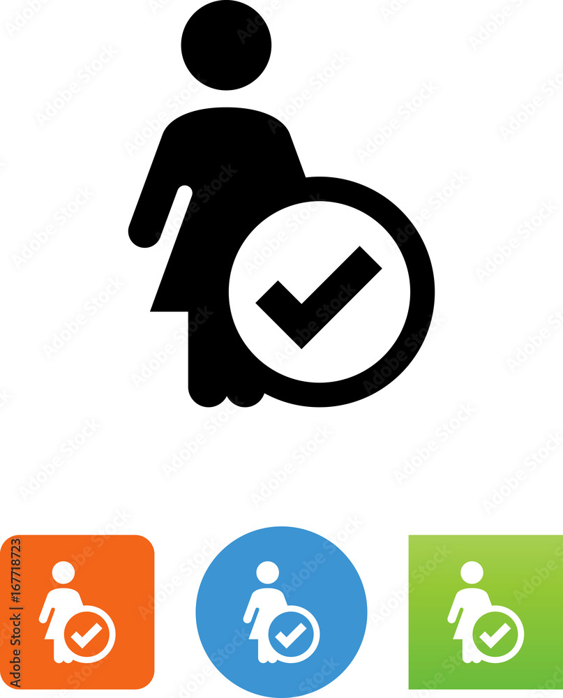 Woman Standing With A Checkmark Icon - Illustration Woman Standing With A Checkmark Icon - Illustration