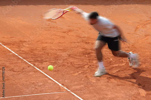 tennis court ball play and motion blur
