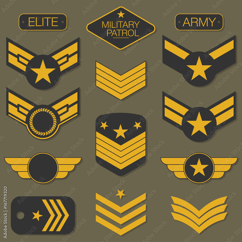 Military army badge set typography. T shirt graphics