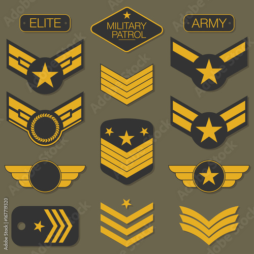 Military army badge set typography. T shirt graphics