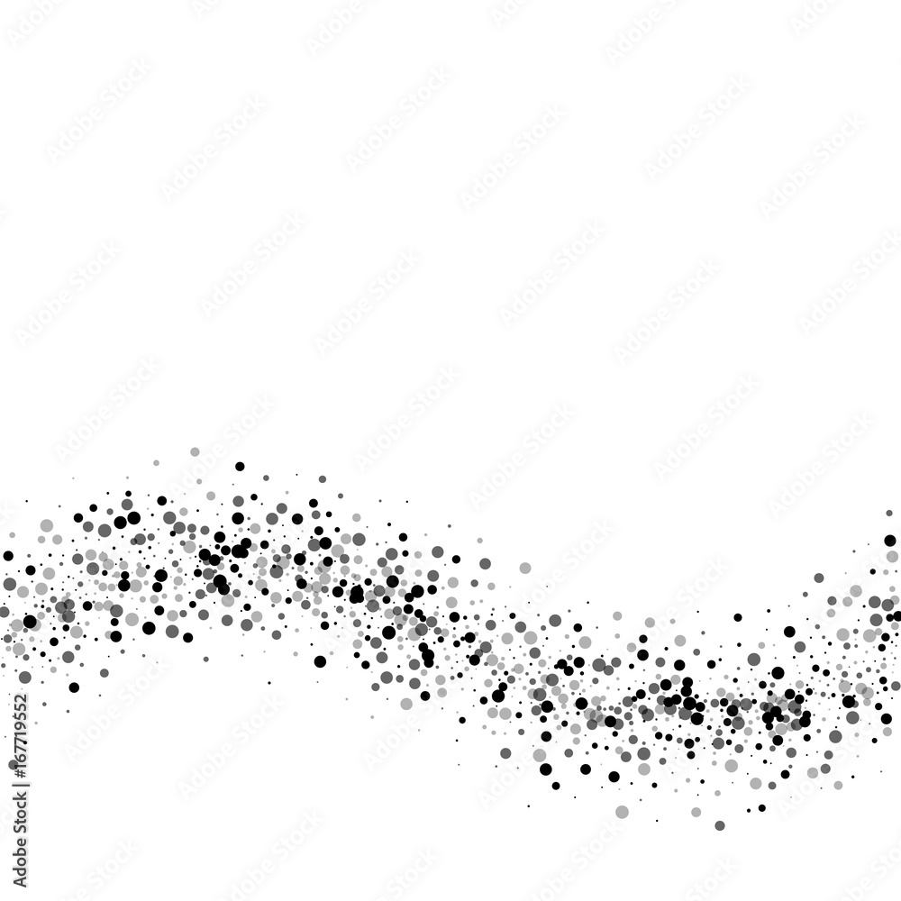 Dense black dots. Bottom wave with dense black dots on white background. Vector illustration.