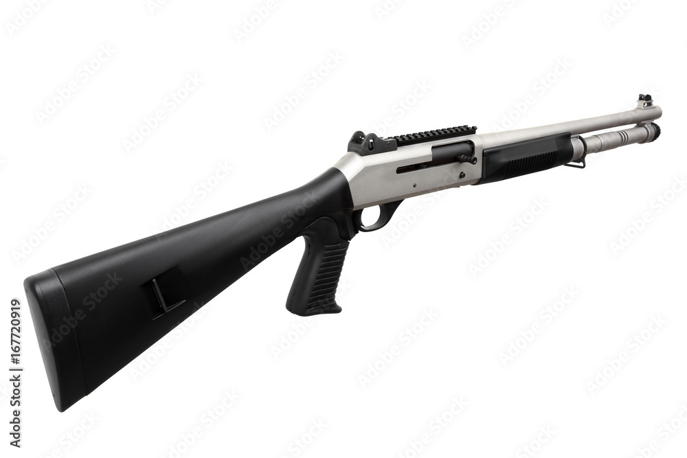 Black silver shotgun isolated on white