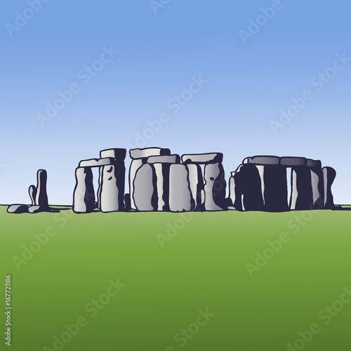 Stonehenge. Landmark of England. Megalithic monument for religious ceremonies. Vector Image.