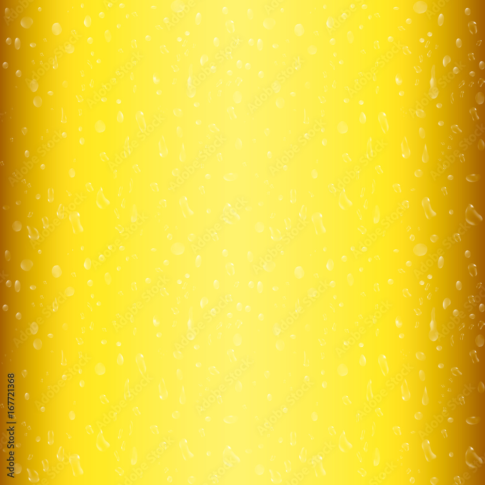 Droplets on freshly poured beer. 3d vector illustration.