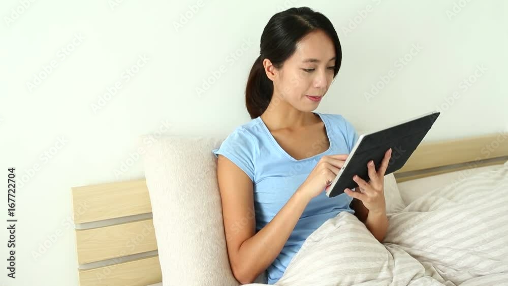 Woman using digital tablet computer