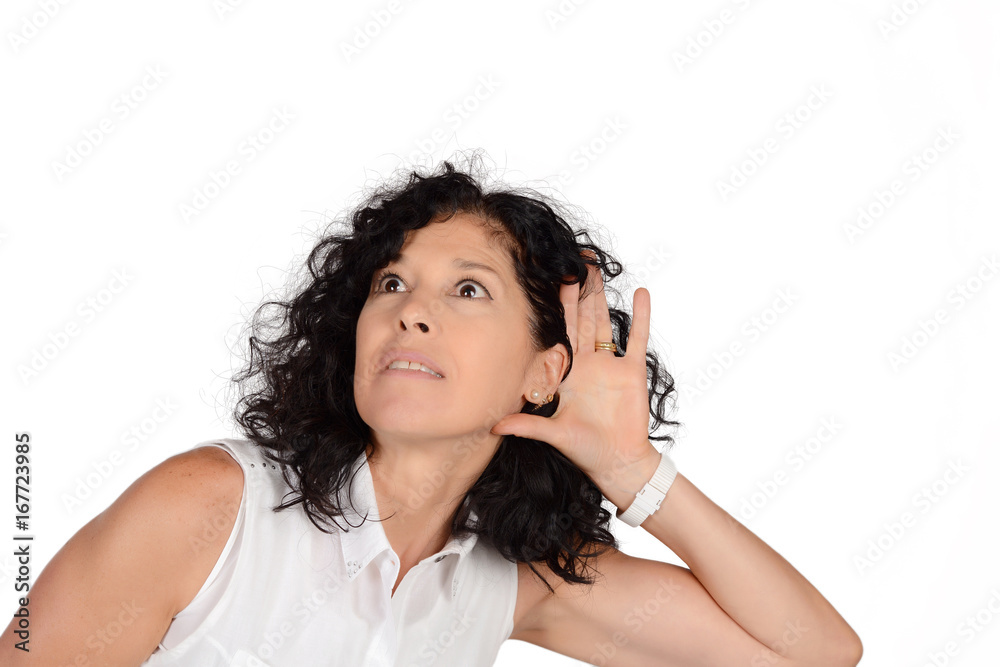 Fototapeta premium Woman hearing something.